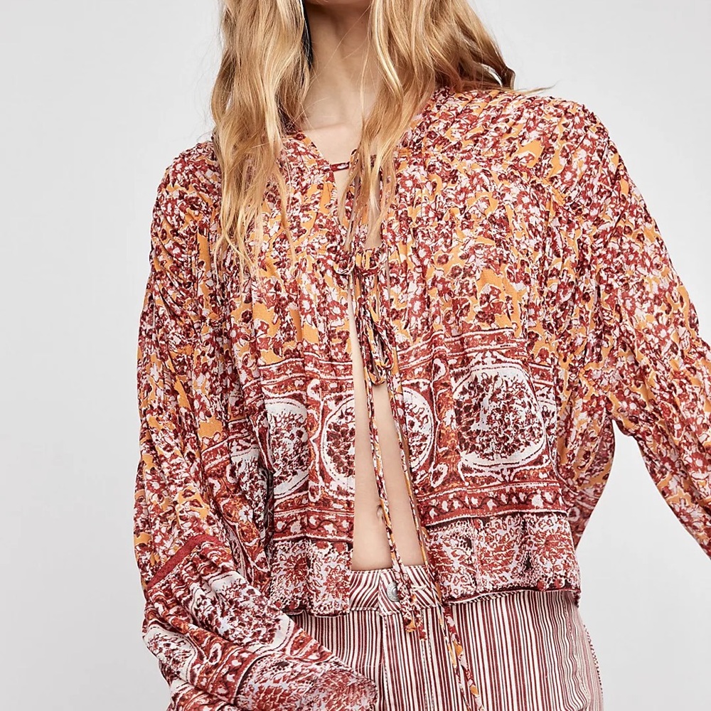Free People Lorriane Tiered Short Duster Top
